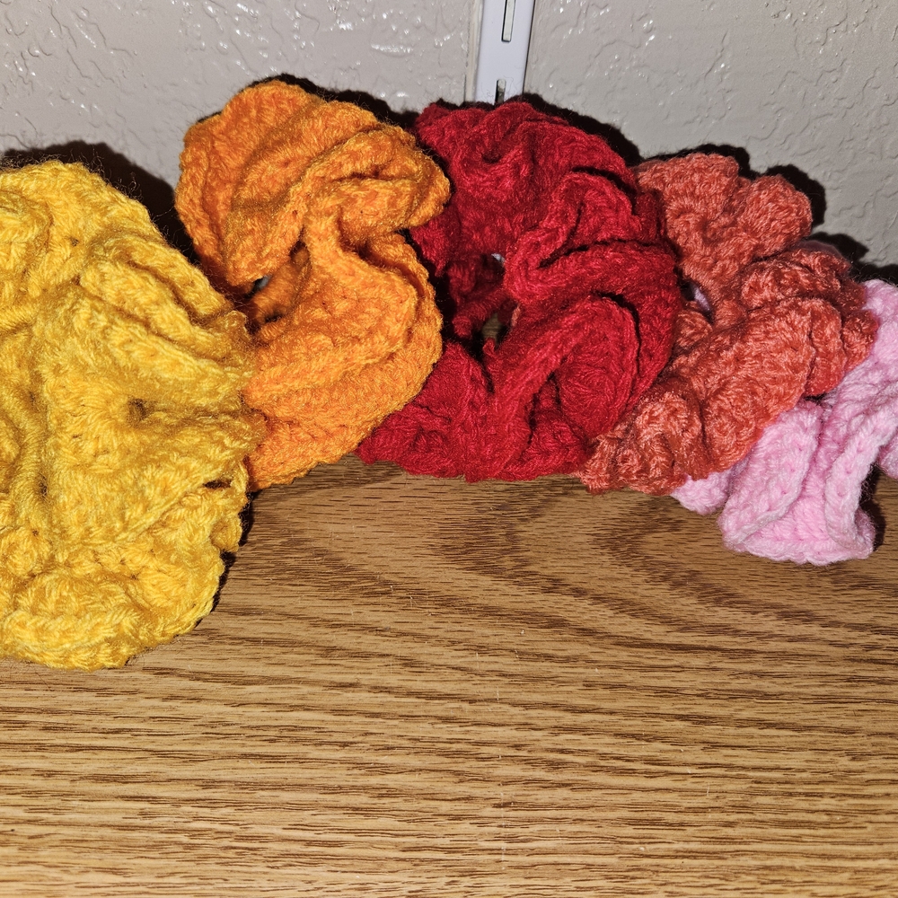 Colorful Knit Hair Scrunchies Set